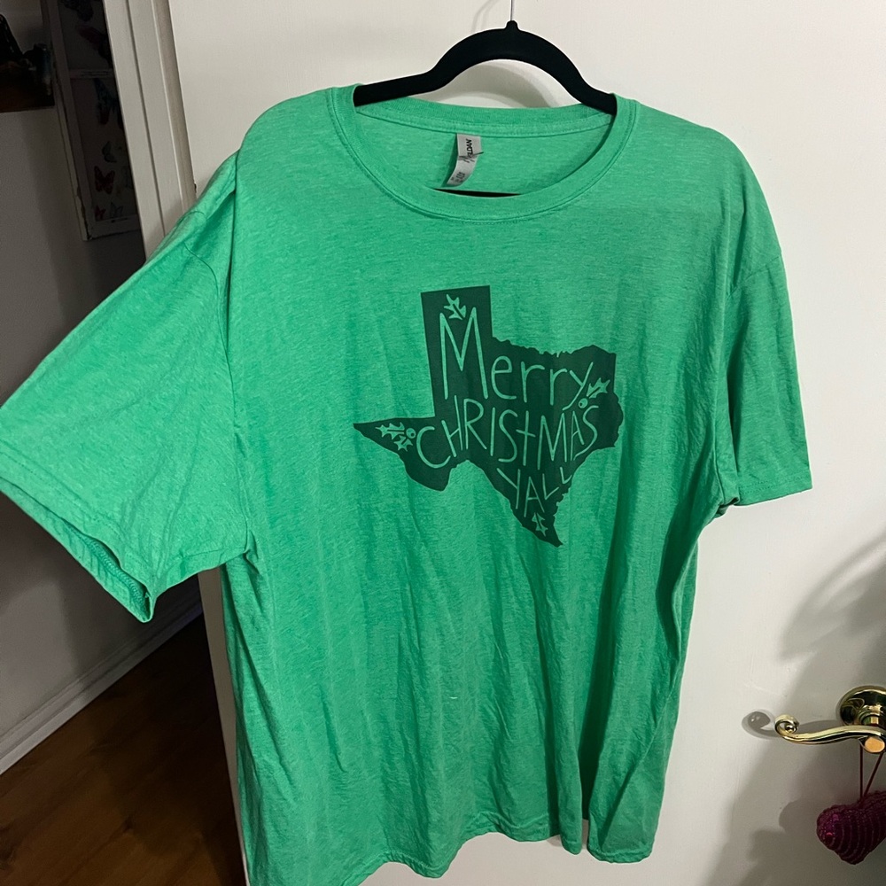❤️ 2XL Green Merry Christmas Y'all Graphic T-Shirt - Picture 8 of 9